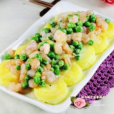 豌豆虾仁烩玉子豆腐